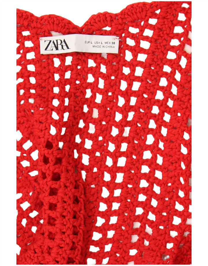 Zara Womens Crochet Crop Top UK 14 Large Red