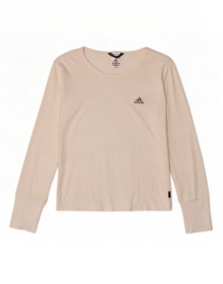 Adidas Womens Top Long Sleeve UK 14 Medium White