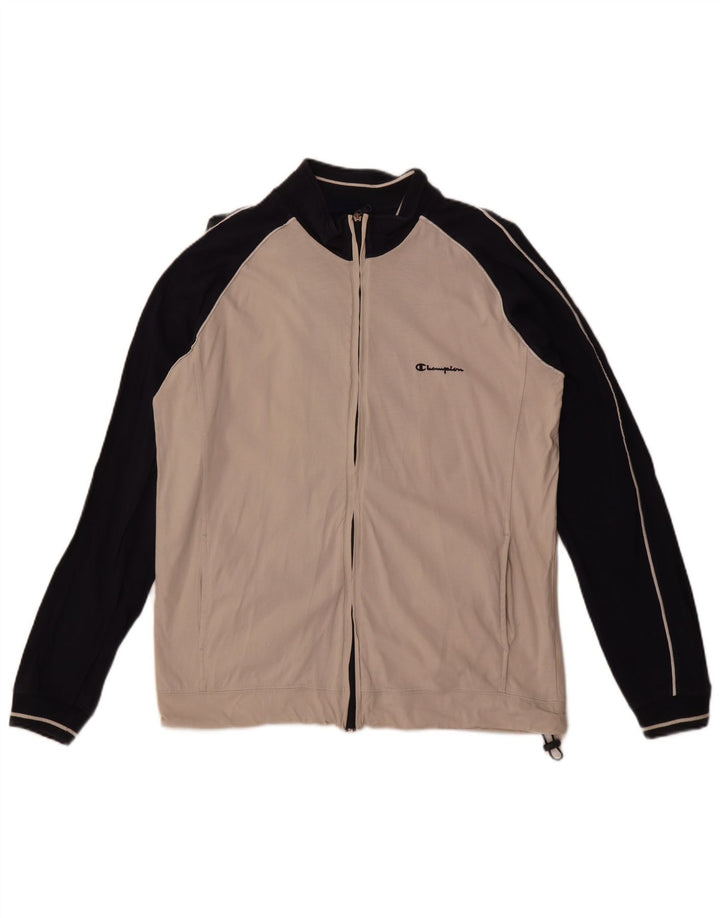 Champion Mens Tracksuit Top Jacket Large White Colourblock Cotton