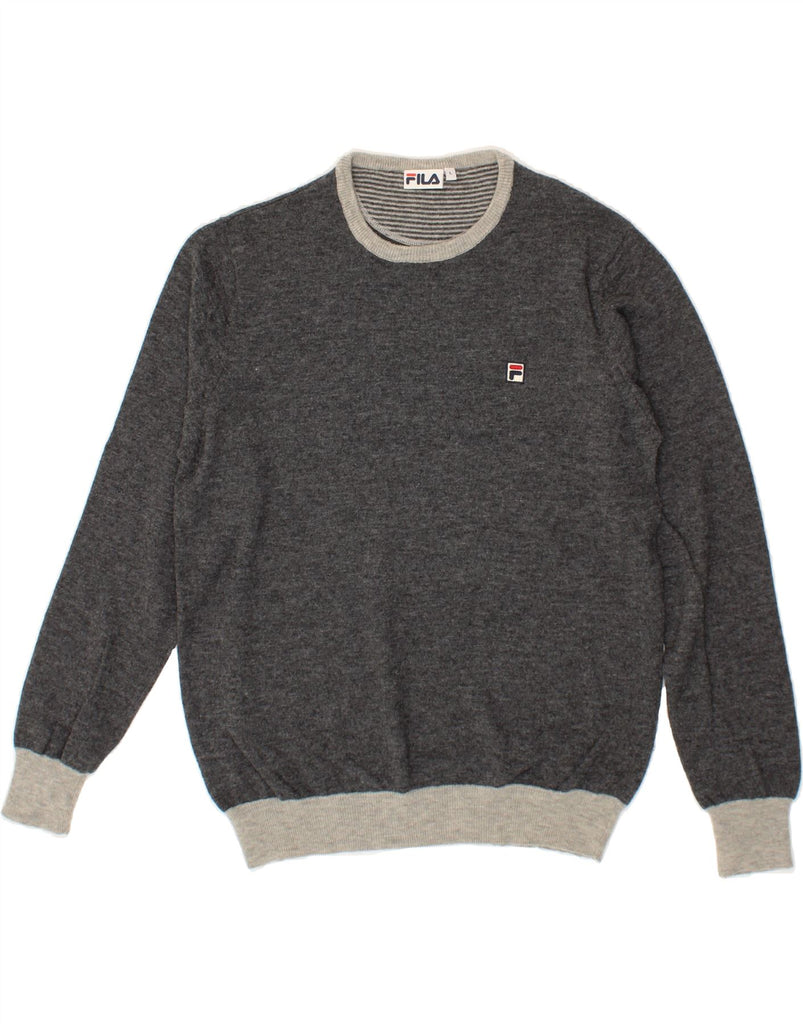 FILA Mens Crew Neck Jumper Sweater Large Grey Wool Vintage Fila and Second-Hand Fila from Messina Hembry 