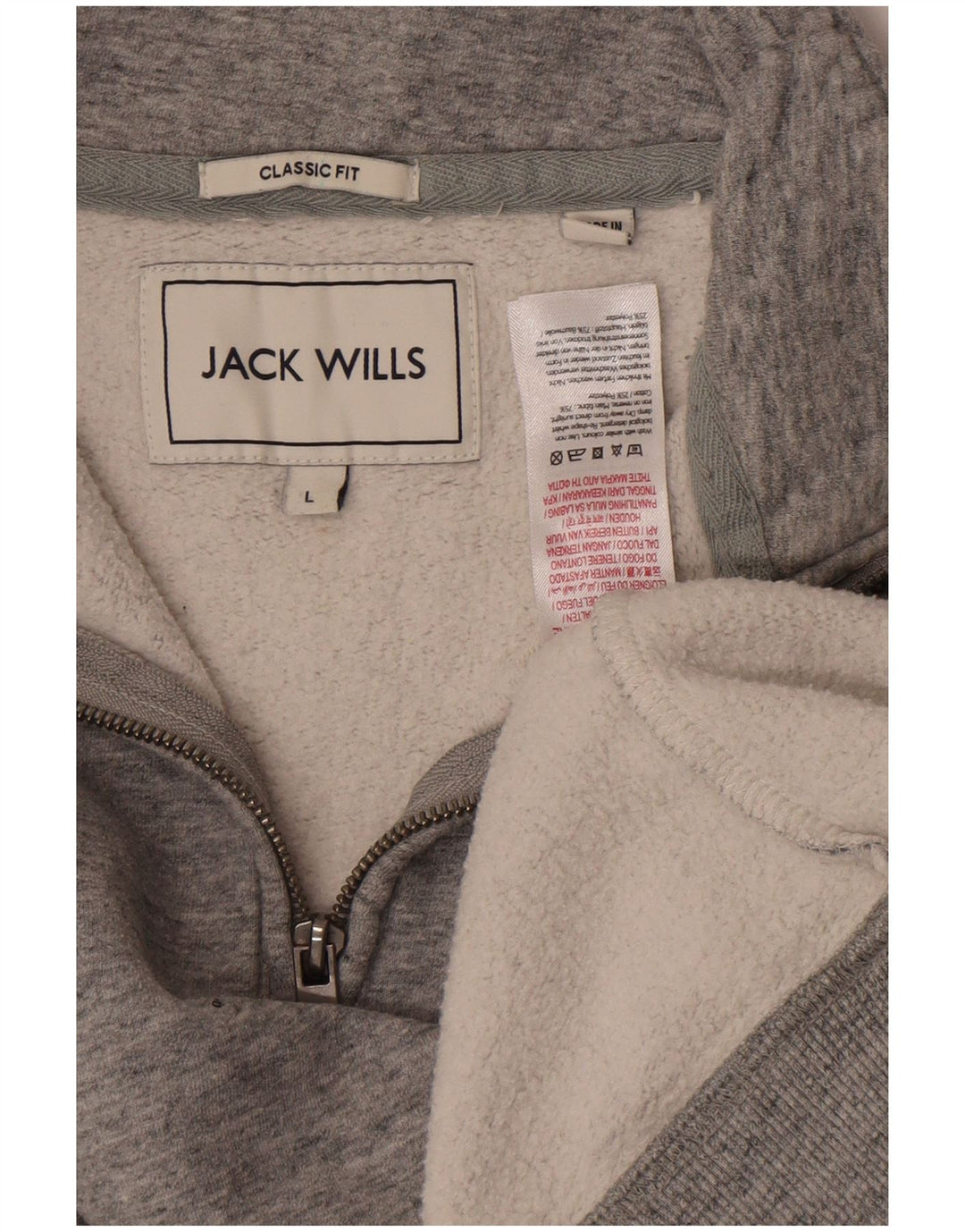Jack Wills Mens Zip Neck Classic Fit Sweatshirt Jumper Large Grey Flecked