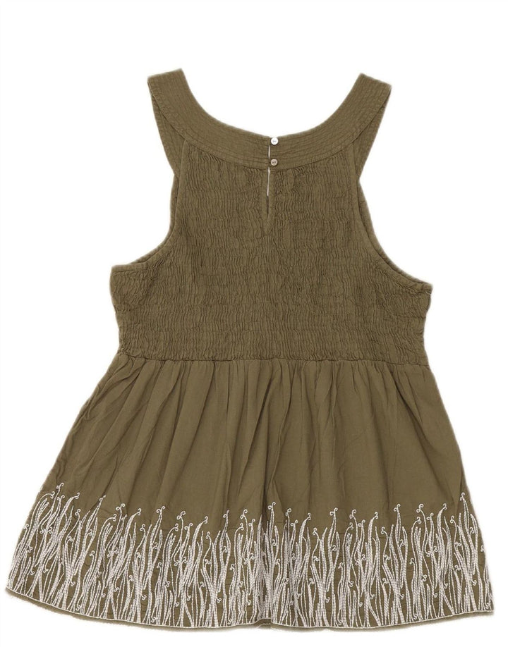 Calvin Klein Jeans Womens Vest Top UK 12 Medium Khaki Cotton