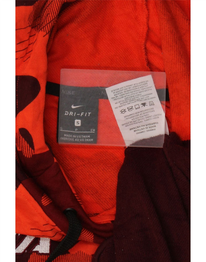 Nike Mens Dri Fit Graphic Hoodie Jumper Small Orange Camouflage Polyester