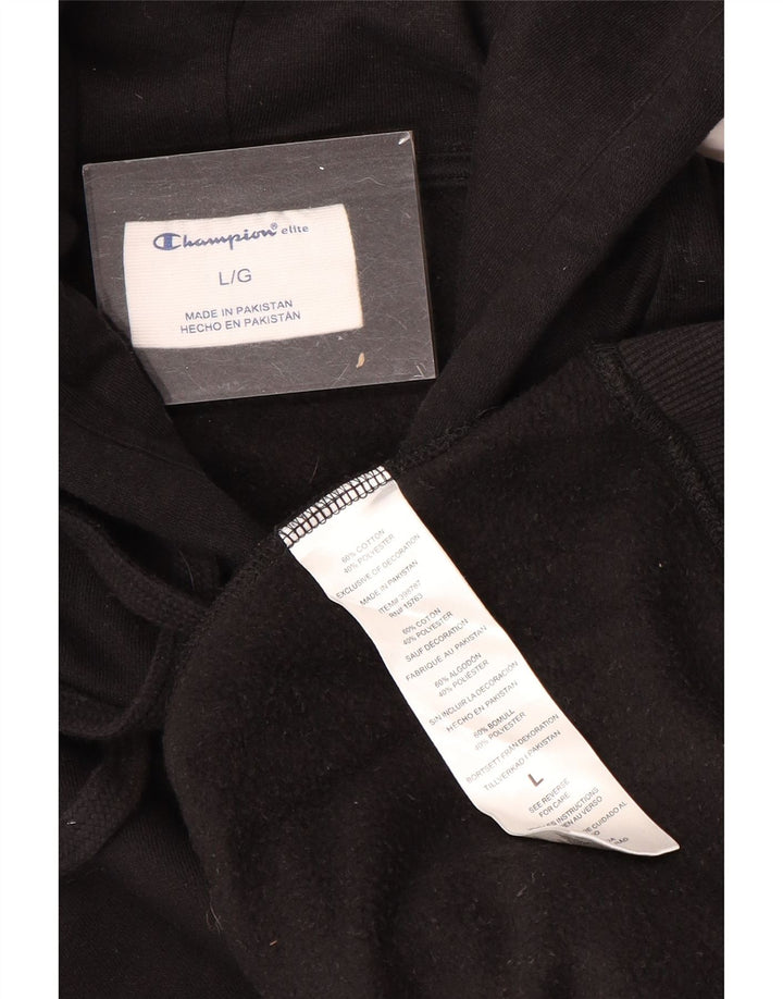 CHAMPION Mens Hoodie Jumper Large Black Cotton