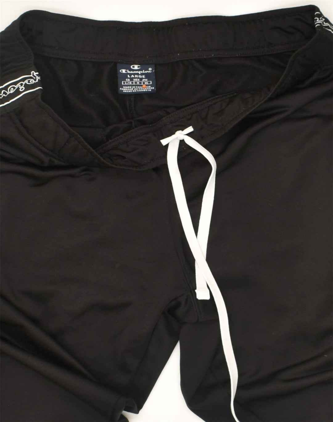 CHAMPION Mens Graphic Tracksuit Trousers Joggers Large Black Polyester