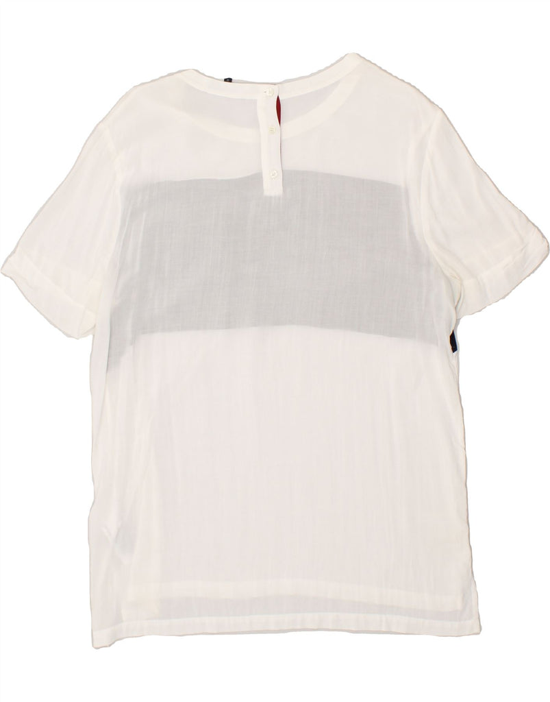 TOMMY HILFIGER Womens See Through Blouse Top US 12 Large White Colourblock | Vintage Tommy Hilfiger | Thrift | Second-Hand Tommy Hilfiger | Used Clothing | Messina Hembry 