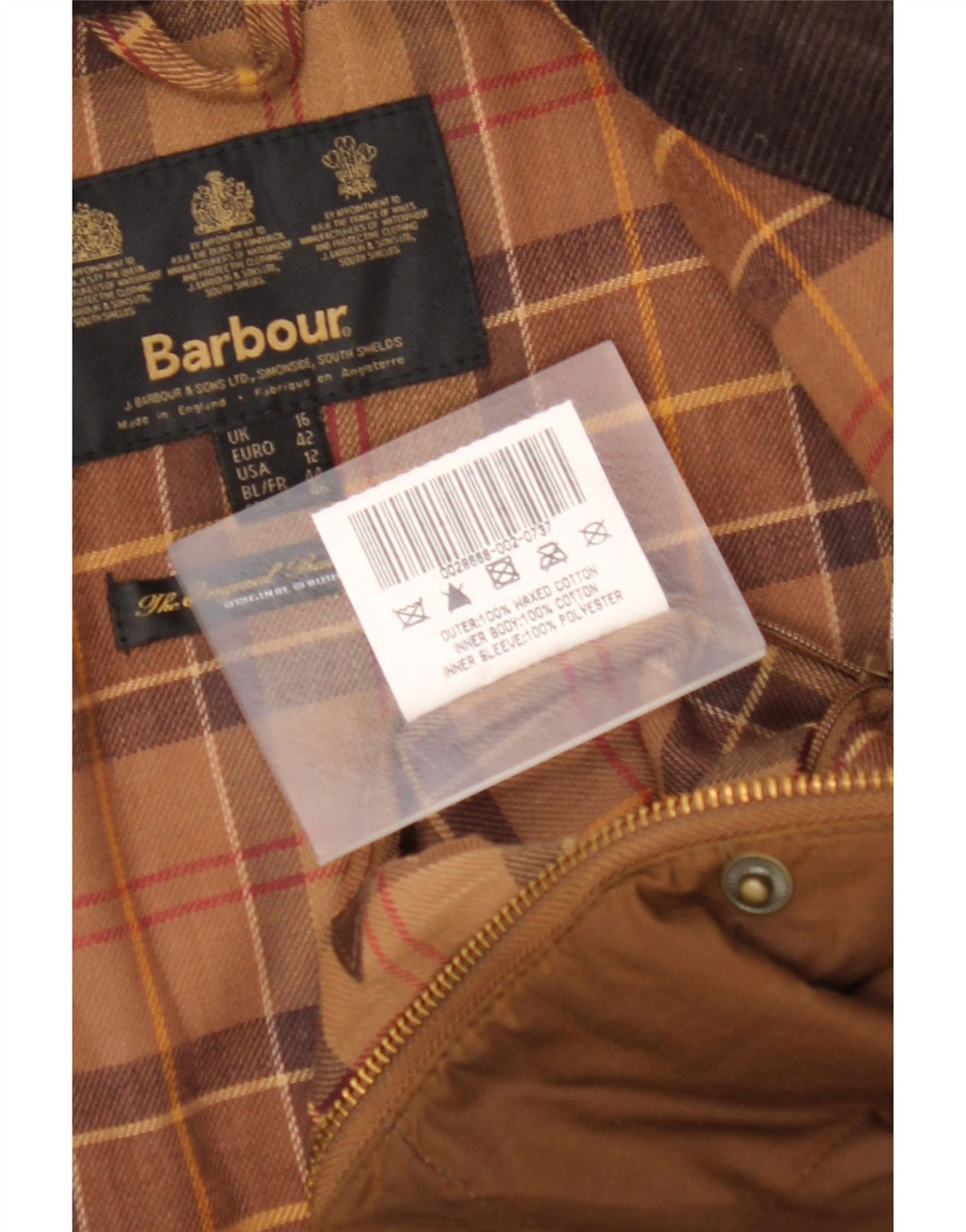 BARBOUR Womens Military Waxed Cotton Jacket UK 16 Large Brown Cotton