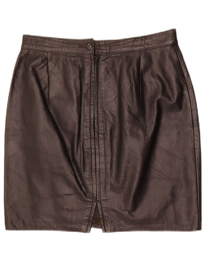 Vintage Womens Leather Skirt W30 Medium Black