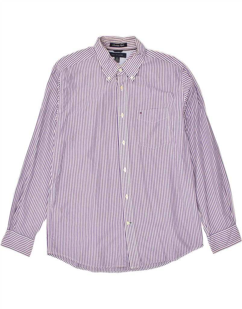 TOMMY HILFIGER Mens Shirt Large Purple Striped Cotton | Vintage Tommy Hilfiger | Thrift | Second-Hand Tommy Hilfiger | Used Clothing | Messina Hembry 