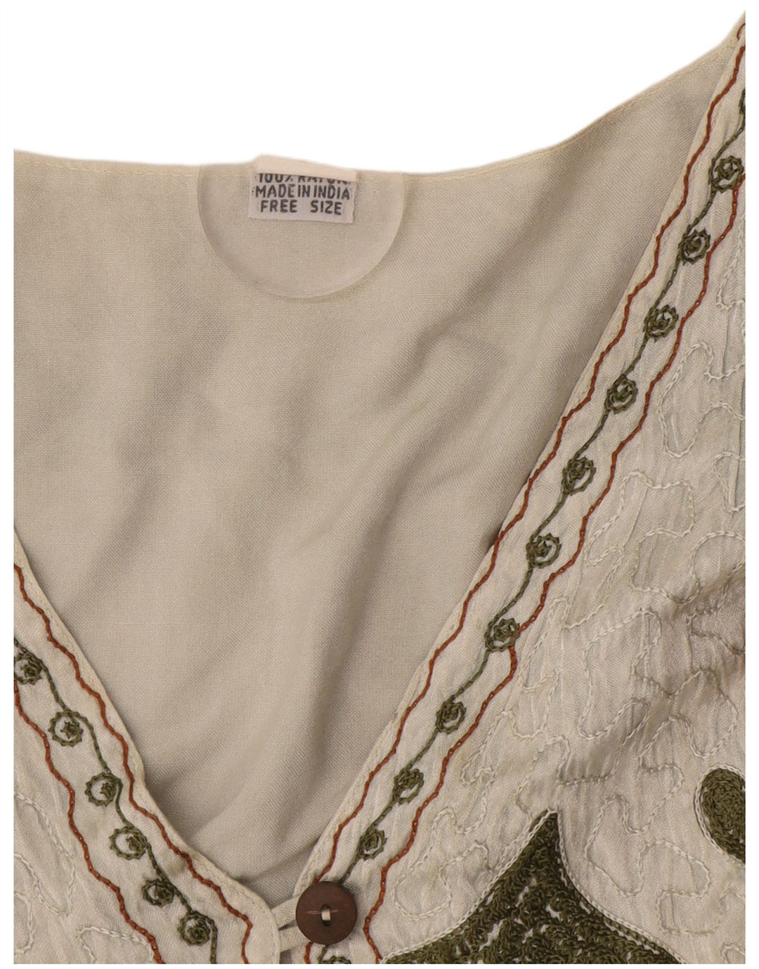 Vintage Womens Abstract Pattern Waistcoat One Size White Rayon