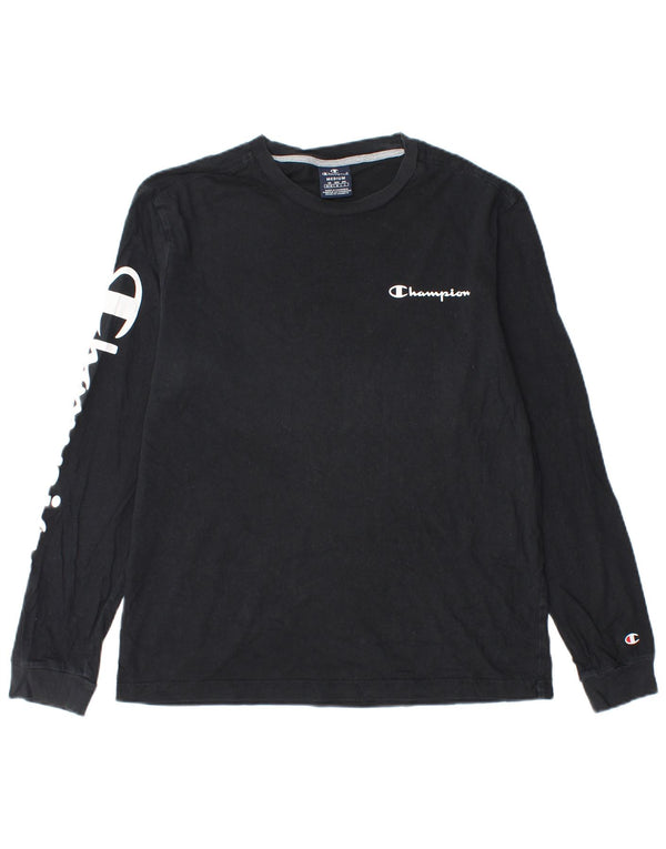 Champion Mens Graphic Top Long Sleeve Medium Black