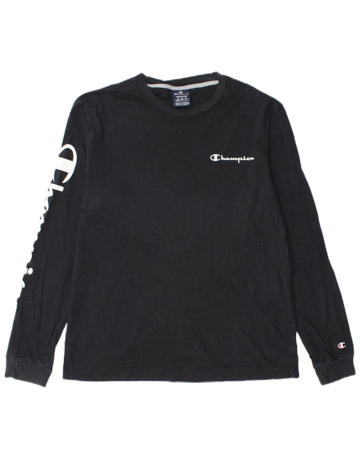 Champion Mens Graphic Top Long Sleeve Medium Black