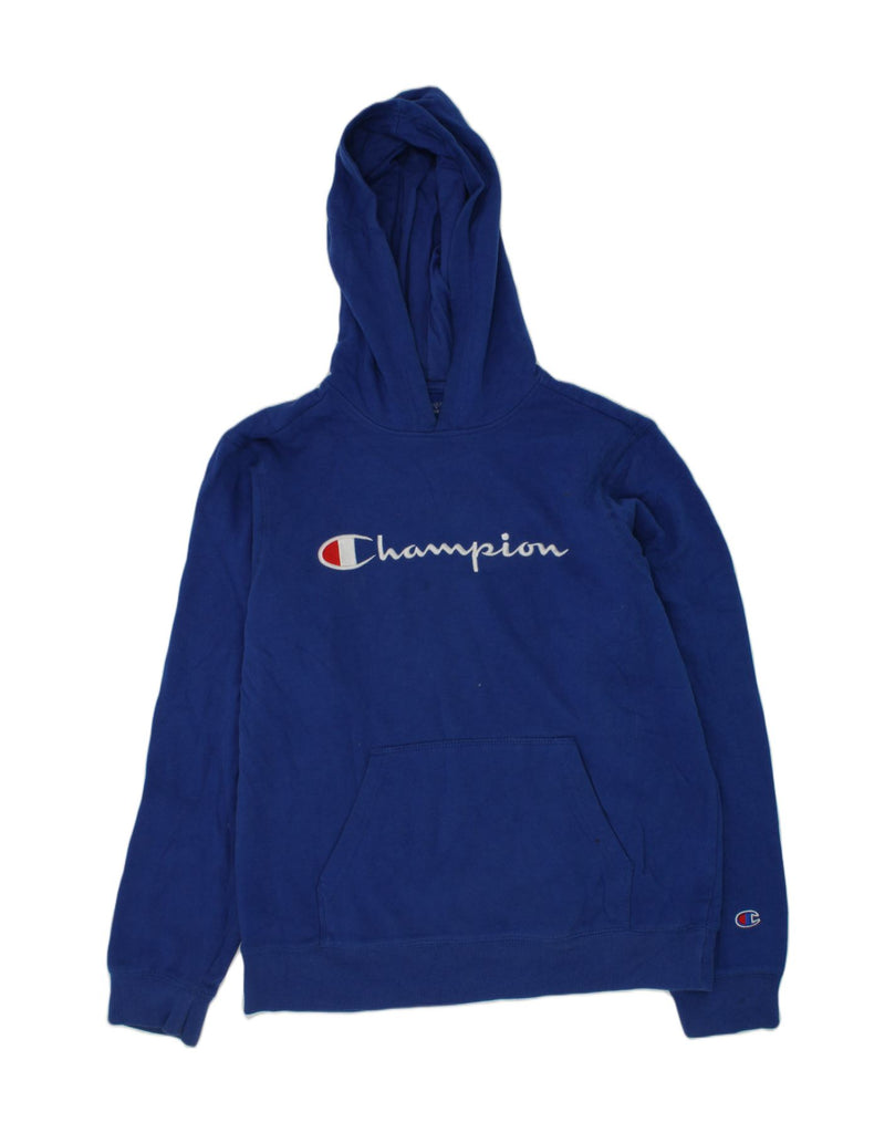 CHAMPION Boys Graphic Hoodie Jumper 13-14 Years XL Blue Cotton | Vintage Champion | Thrift | Second-Hand Champion | Used Clothing | Messina Hembry 