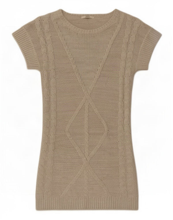 Marks & Spencer Womens Short Sleeves Jumper Dress UK 14 Medium Beige