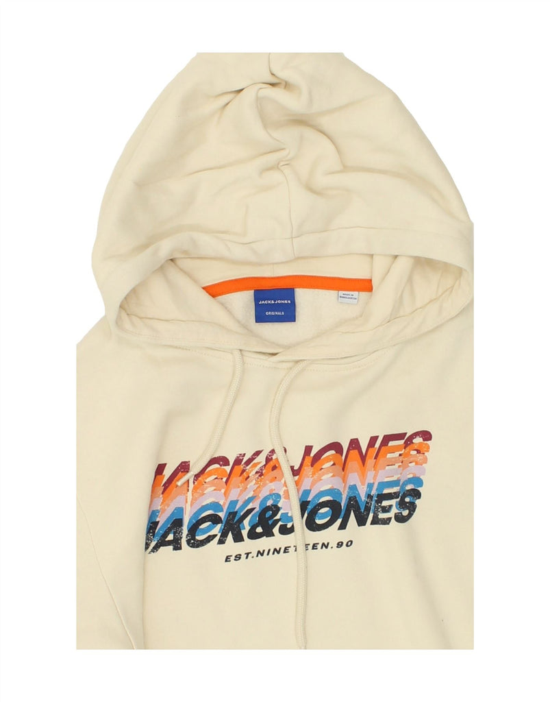 JACK & JONES Mens Graphic Hoodie Jumper Large White Cotton | Vintage Jack & Jones | Thrift | Second-Hand Jack & Jones | Used Clothing | Messina Hembry 