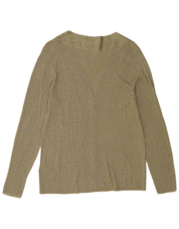 Marks & Spencer Womens Cardigan Sweater UK 14 Large Khaki Flecked Viscose