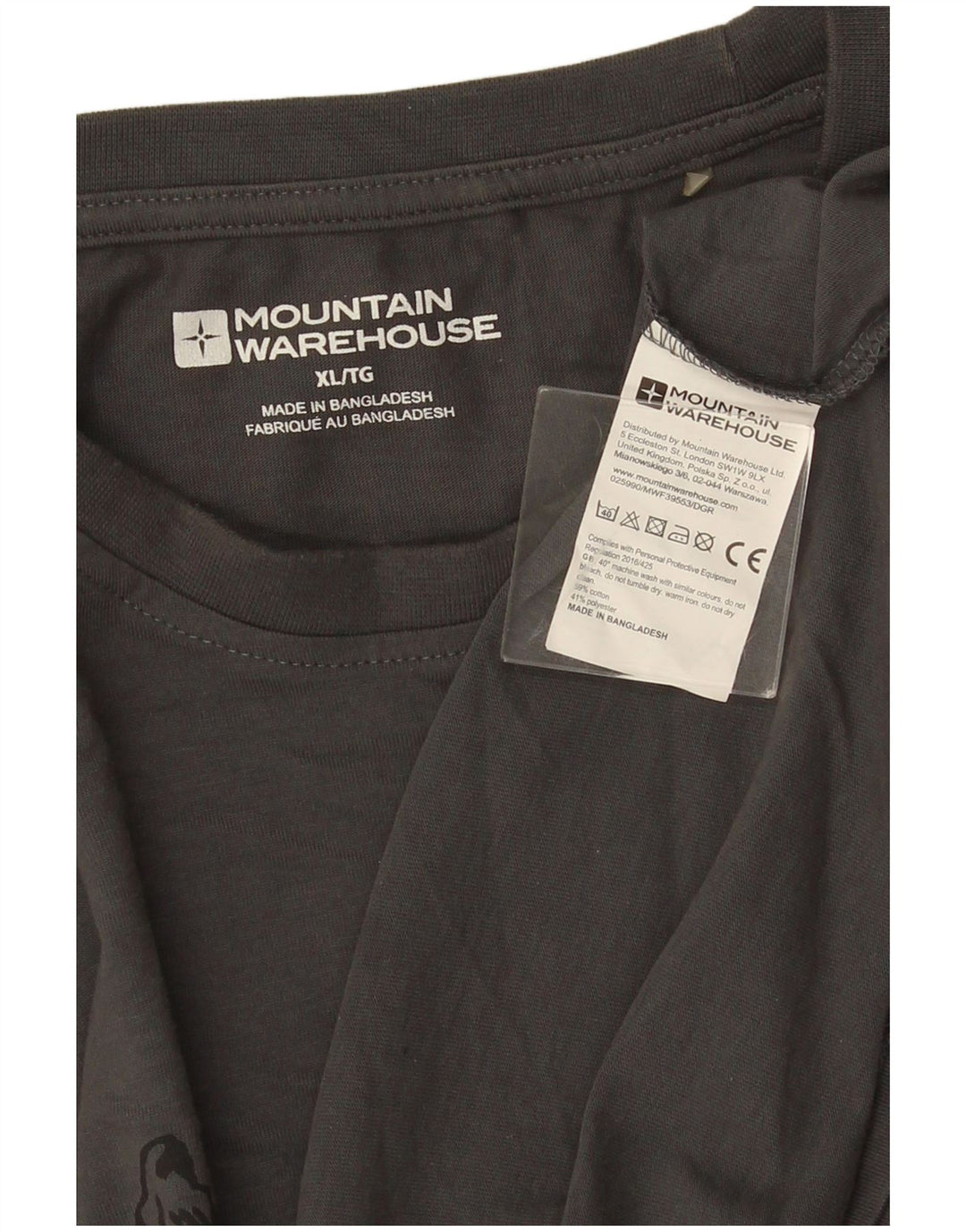 Mountain Warehouse Mens Graphic T-Shirt Top XL Grey Cotton