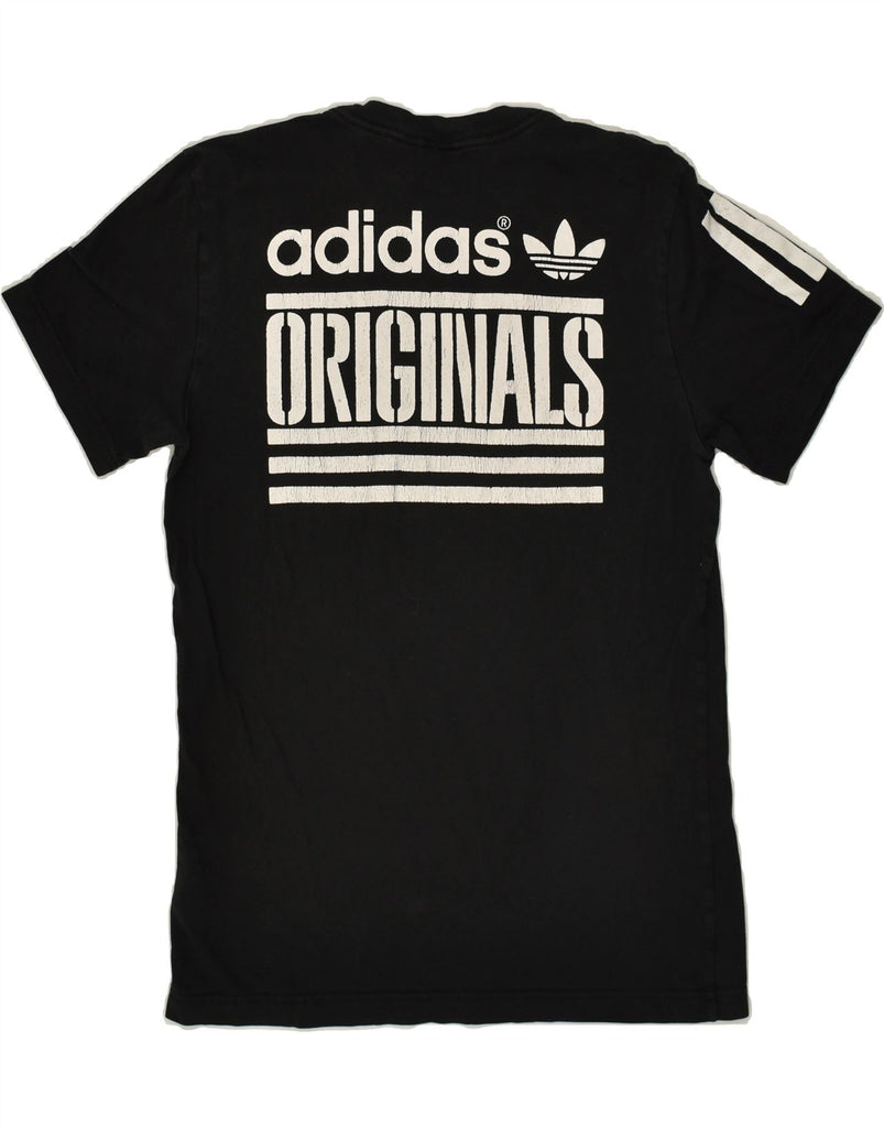 ADIDAS Womens Graphic T-Shirt Top UK 12 Medium Black Cotton | Vintage Adidas | Thrift | Second-Hand Adidas | Used Clothing | Messina Hembry 