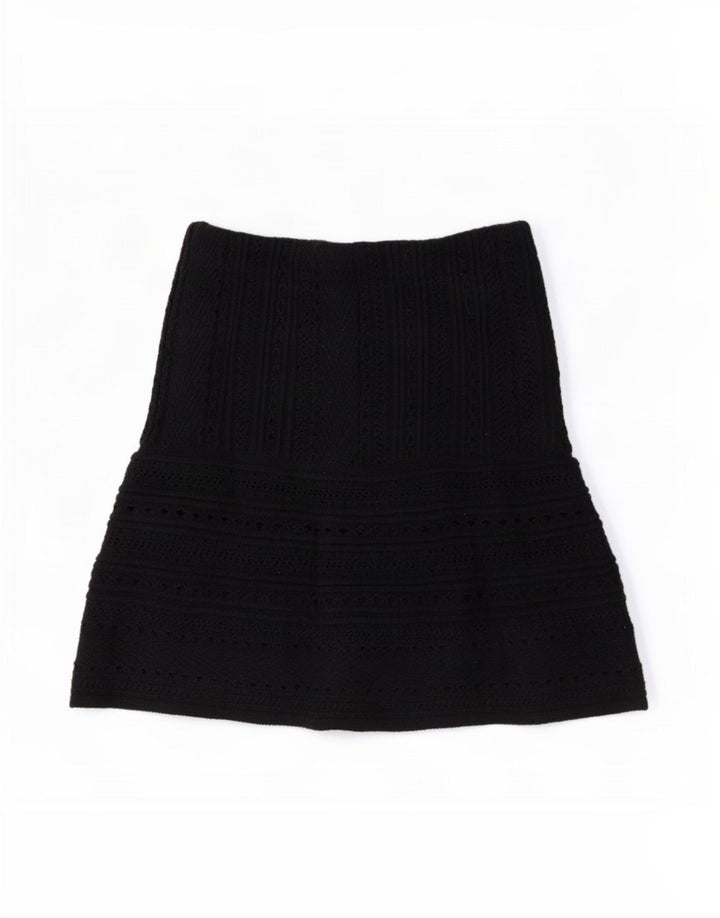 Zara Womens Knit Mini Skirt Medium W28 Black Cotton
