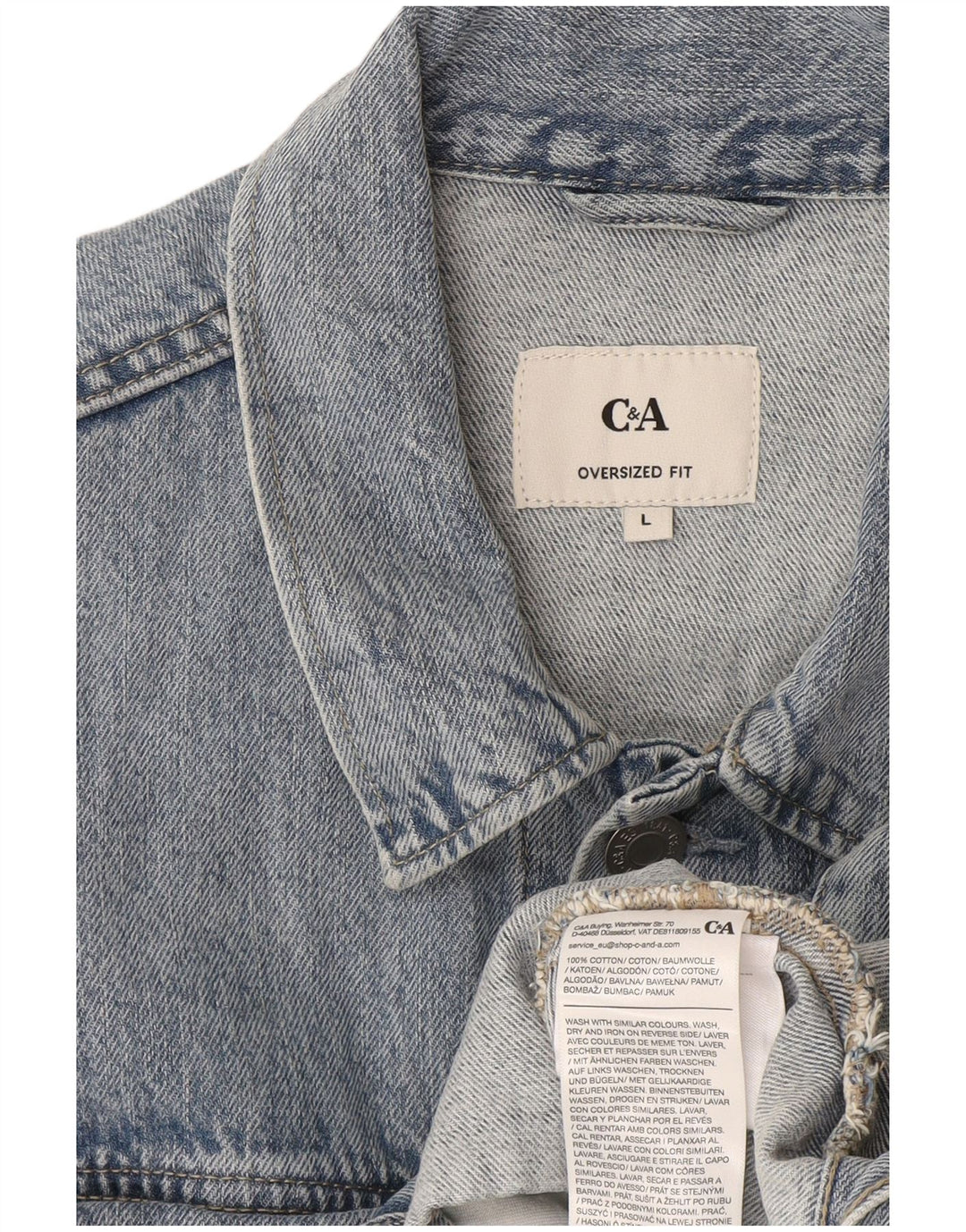 C&A Mens Oversized Denim Jacket UK 40 Large Blue Cotton