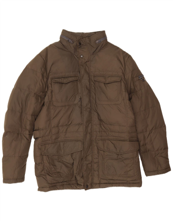 Geox Mens Hooded Padded Jacket UK 42 XL Khaki Polyamide