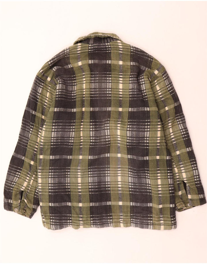 RIP CURL Mens Loose Fit Bomber Jacket UK 36 Small Green Check Cotton