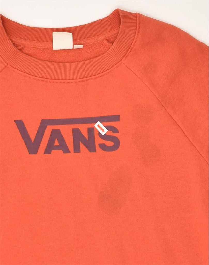 VANS Womens Graphic Sweatshirt Jumper UK 8 Small Orange Cotton | Vintage Vans | Thrift | Second-Hand Vans | Used Clothing | Messina Hembry 