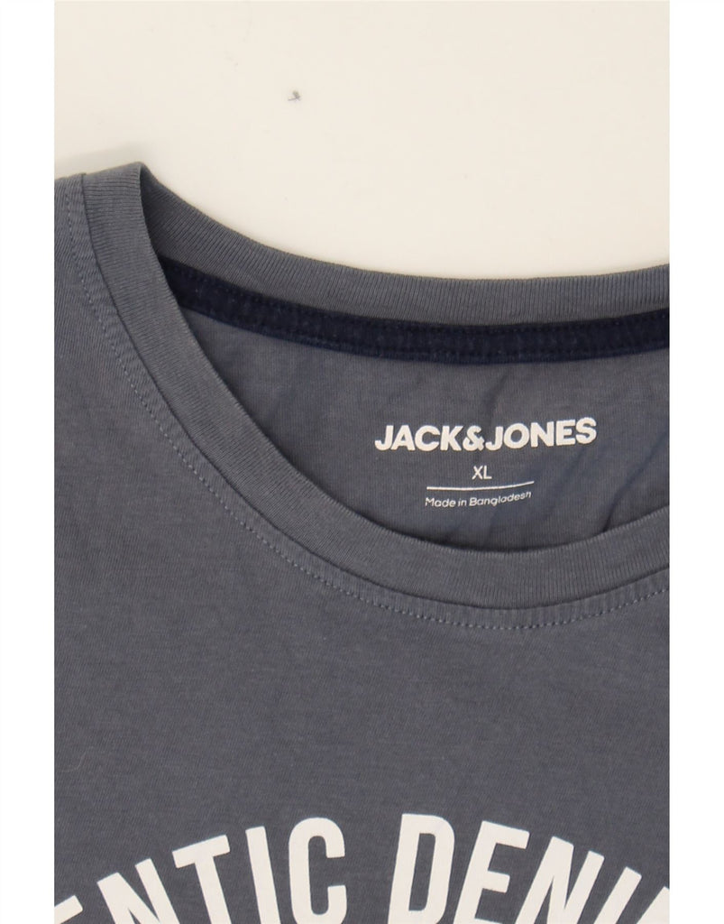 JACK & JONES Mens Graphic T-Shirt Top XL Grey Cotton Vintage Jack & Jones and Second-Hand Jack & Jones from Messina Hembry 
