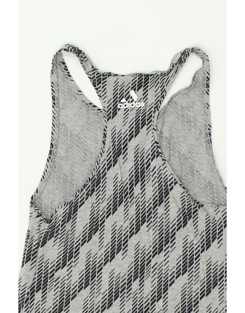 ADIDAS Womens Abstract Pattern Graphic Vest Top UK 8 Small Grey | Vintage Adidas | Thrift | Second-Hand Adidas | Used Clothing | Messina Hembry 