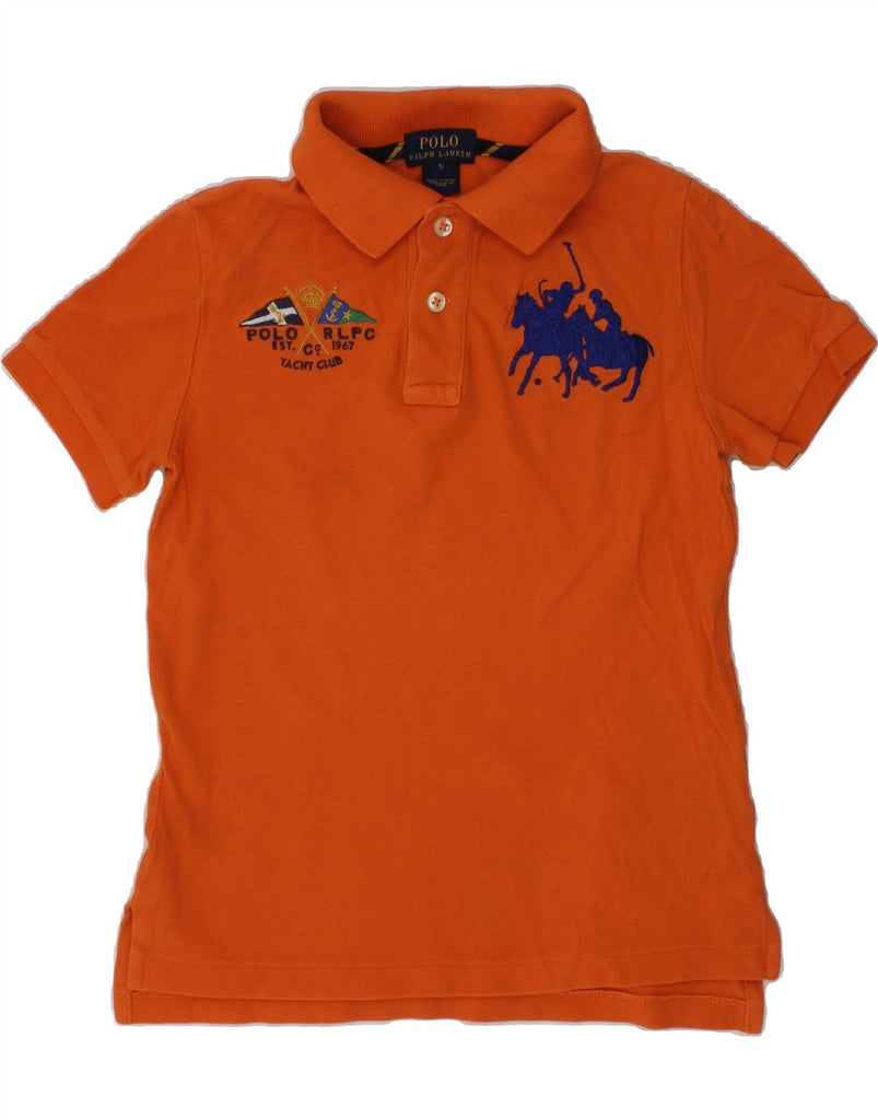 POLO RALPH LAUREN Boys Graphic Polo Shirt 4-5 Years Orange Cotton | Vintage Polo Ralph Lauren | Thrift | Second-Hand Polo Ralph Lauren | Used Clothing | Messina Hembry 