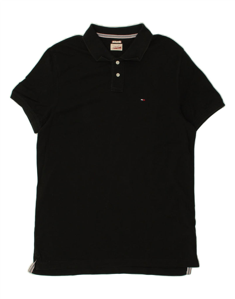 TOMMY HILFIGER Mens Polo Shirt XL Black Cotton | Vintage Tommy Hilfiger | Thrift | Second-Hand Tommy Hilfiger | Used Clothing | Messina Hembry 