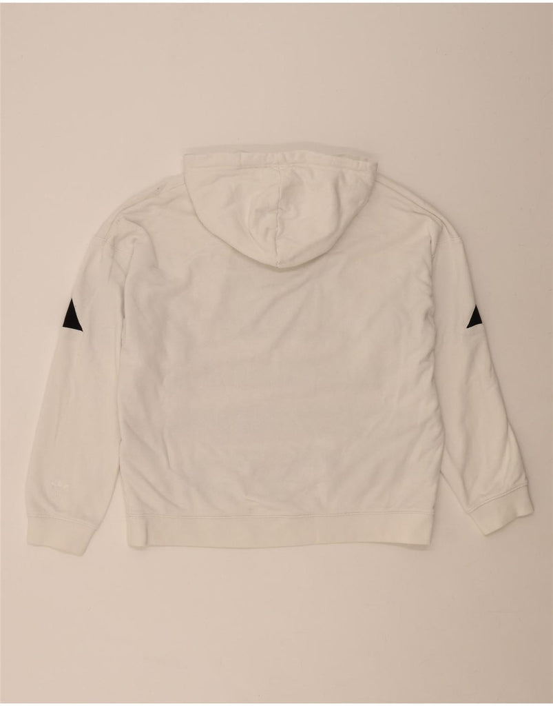 ADIDAS Womens Oversized Graphic Hoodie Jumper UK 16 Large  White Cotton Vintage Adidas and Second-Hand Adidas from Messina Hembry 