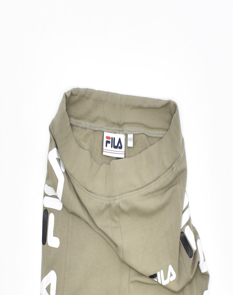 FILA Womens Graphic Leggings UK 6 XS Beige Cotton | Vintage | Thrift | Second-Hand | Used Clothing | Messina Hembry 