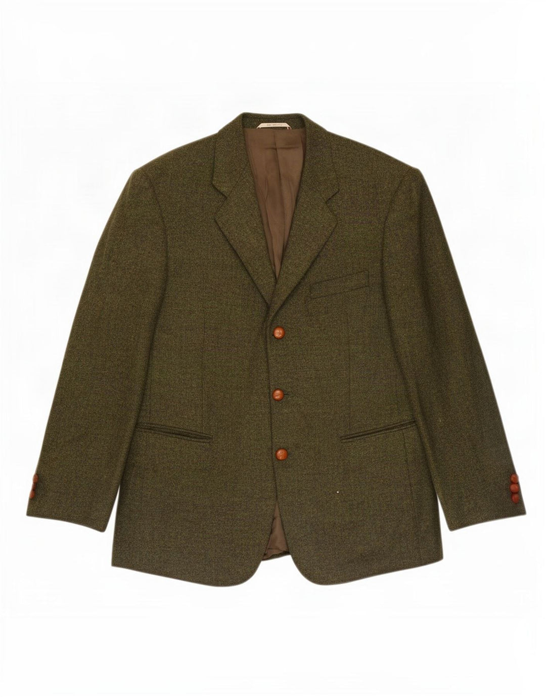 Duca Visconti Mens 3 Button Blazer Jacket IT 48 Medium Khaki Wool