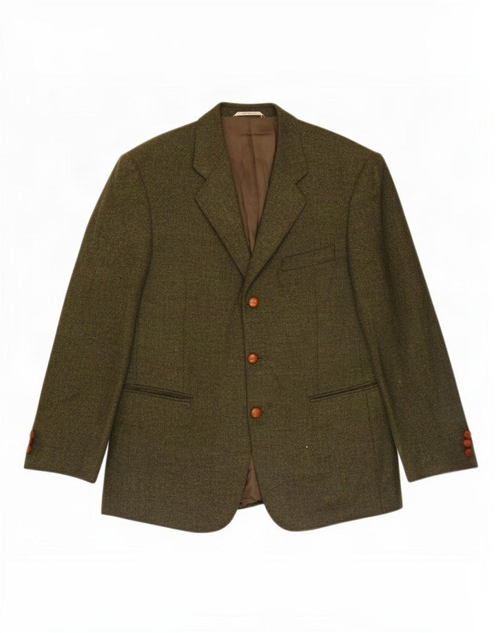 Duca Visconti Mens 3 Button Blazer Jacket IT 48 Medium Khaki Wool