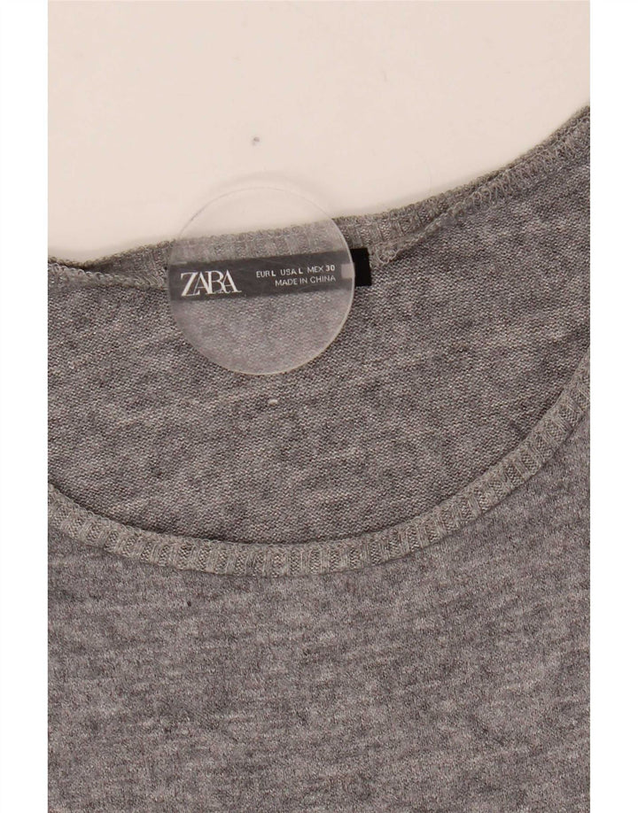 Zara Womens Vest Top UK 16 Large Grey Fair Isle