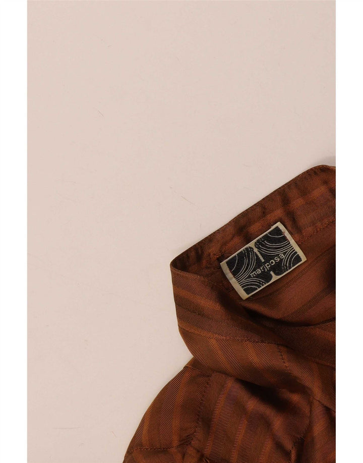 Vintage Womens Shirt Blouse UK 14 Large Brown Striped