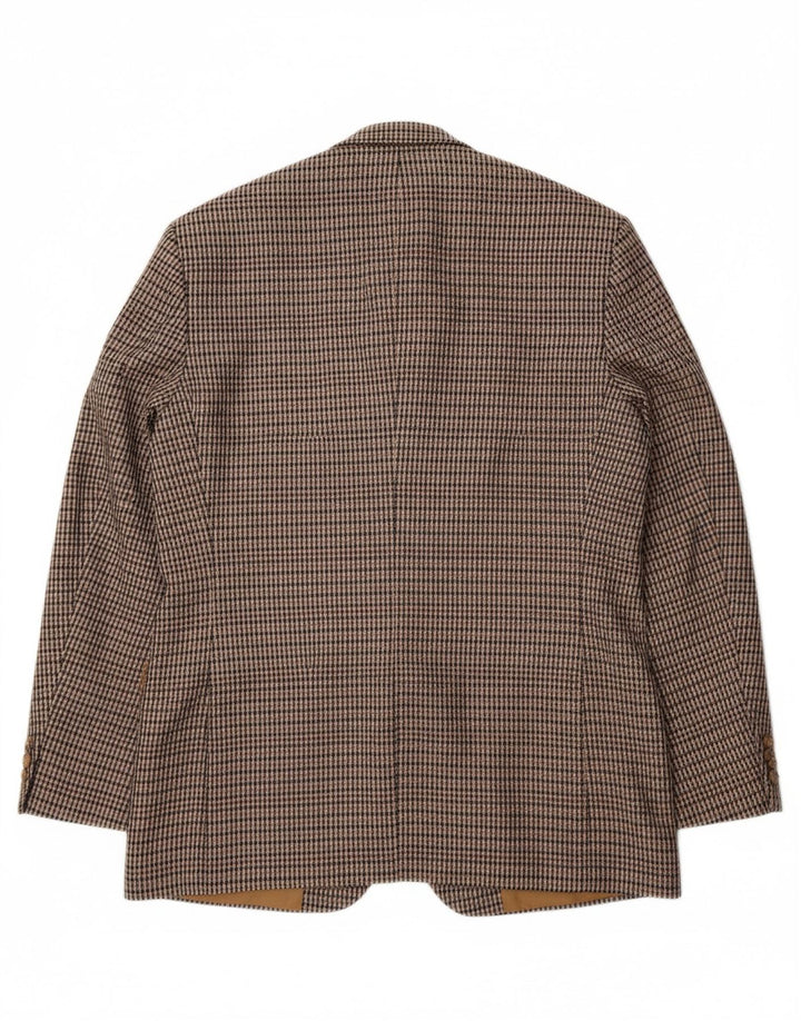 BURTON Mens Regular Fit Blazer Jacket UK 40 Large Beige Houndstooth