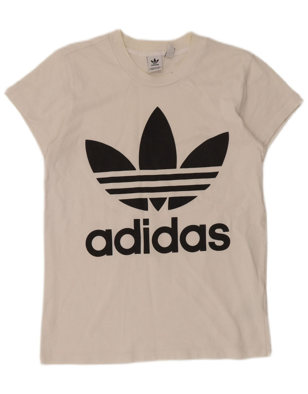 ADIDAS Womens Oversized Graphic T-Shirt Top UK 2 2XS White Cotton