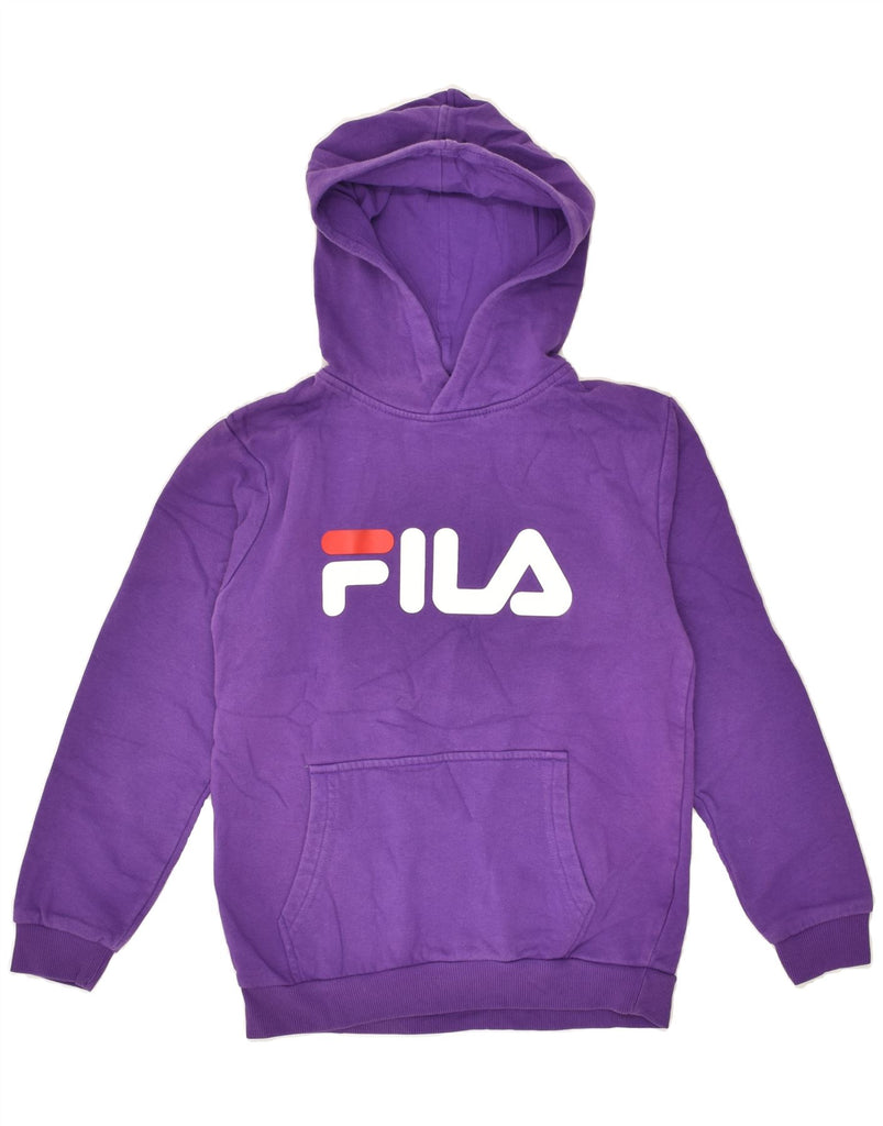 FILA Boys Graphic Hoodie Jumper 9-10 Years Purple Cotton | Vintage Fila | Thrift | Second-Hand Fila | Used Clothing | Messina Hembry 