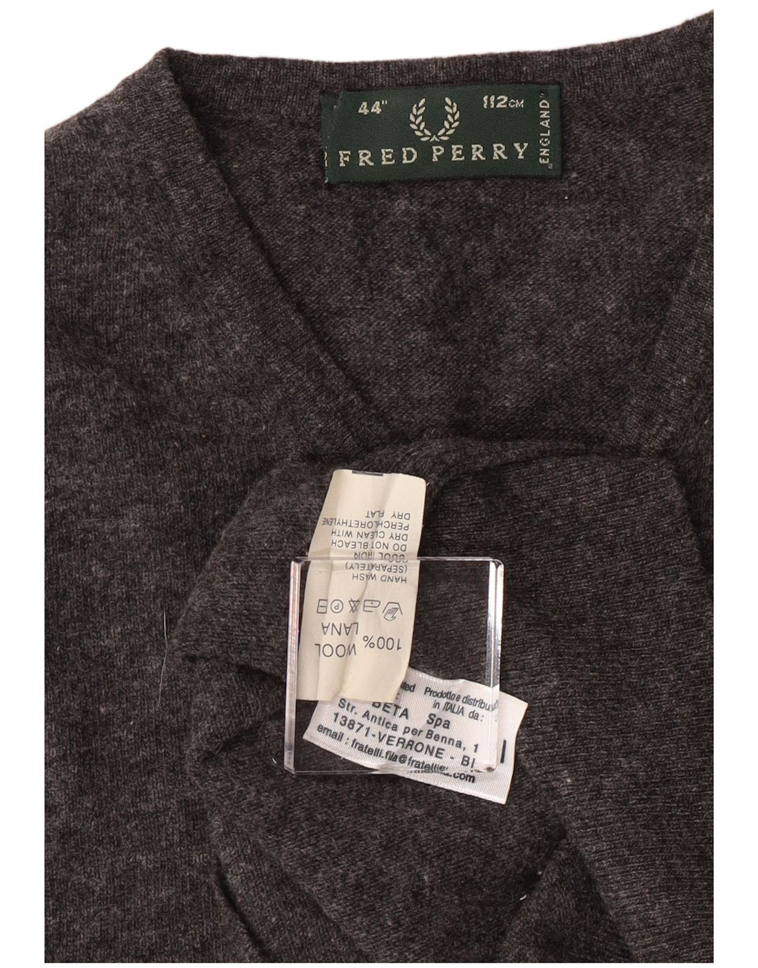 Fred Perry Mens Vest Tank Top Medium Grey Wool