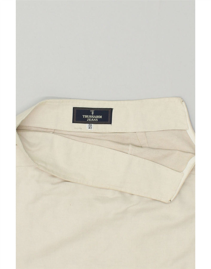 TRUSSARDI Womens Pencil Skirt W24 XS Beige Linen | Vintage Trussardi | Thrift | Second-Hand Trussardi | Used Clothing | Messina Hembry 