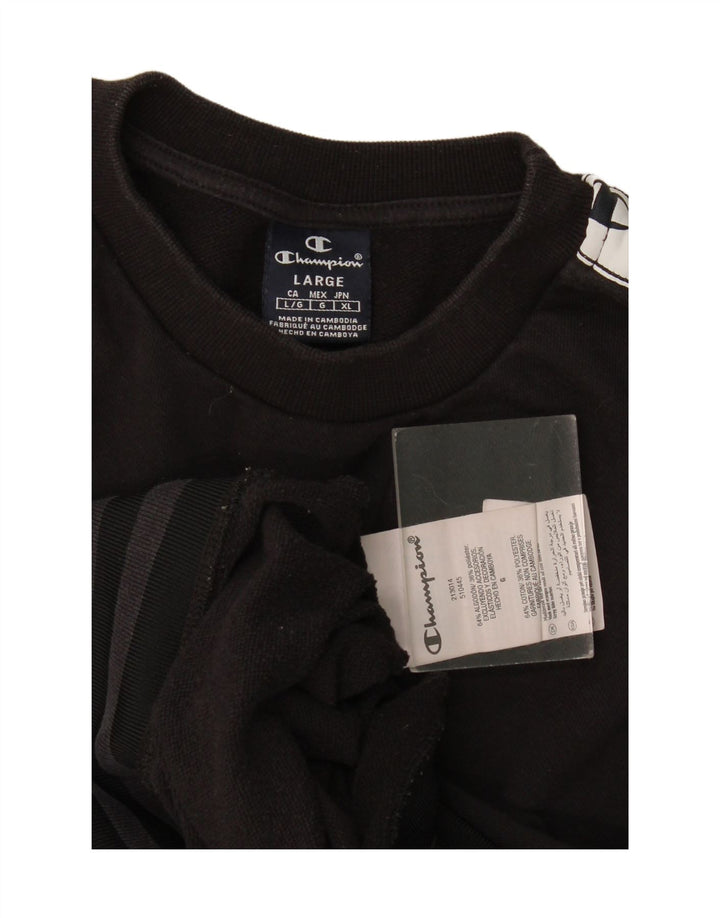 Champion Mens Graphic Sweatshirt Jumper Large Black Colourblock Cotton