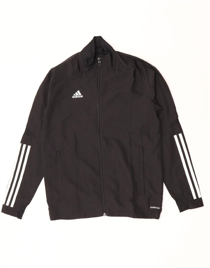 Adidas Boys Aeroready Tracksuit Top Jacket 11-12 Years Black Polyester