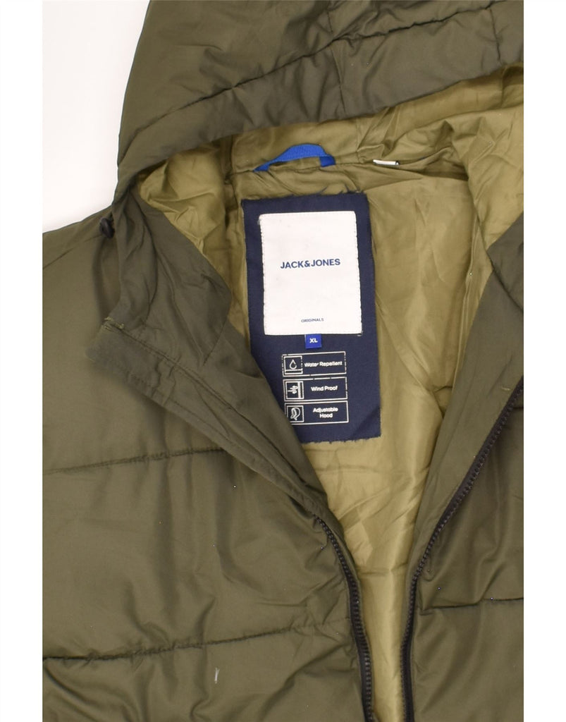 JACK & JONES Mens Hooded Padded Coat UK 42 XL Khaki | Vintage Jack & Jones | Thrift | Second-Hand Jack & Jones | Used Clothing | Messina Hembry 