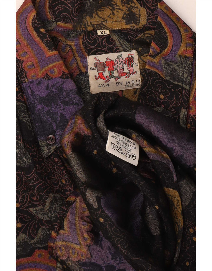 Vintage Mens Shirt XL Multicoloured Paisley Viscose