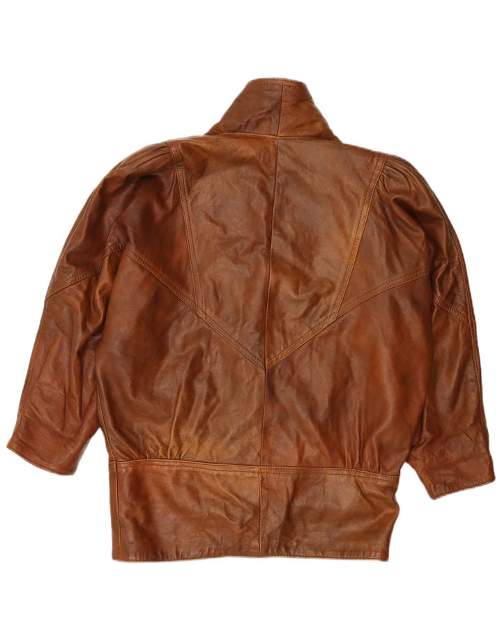 Vintage Womens 3/4 Sleeve Oversized Jacket UK 10 Small Brown
