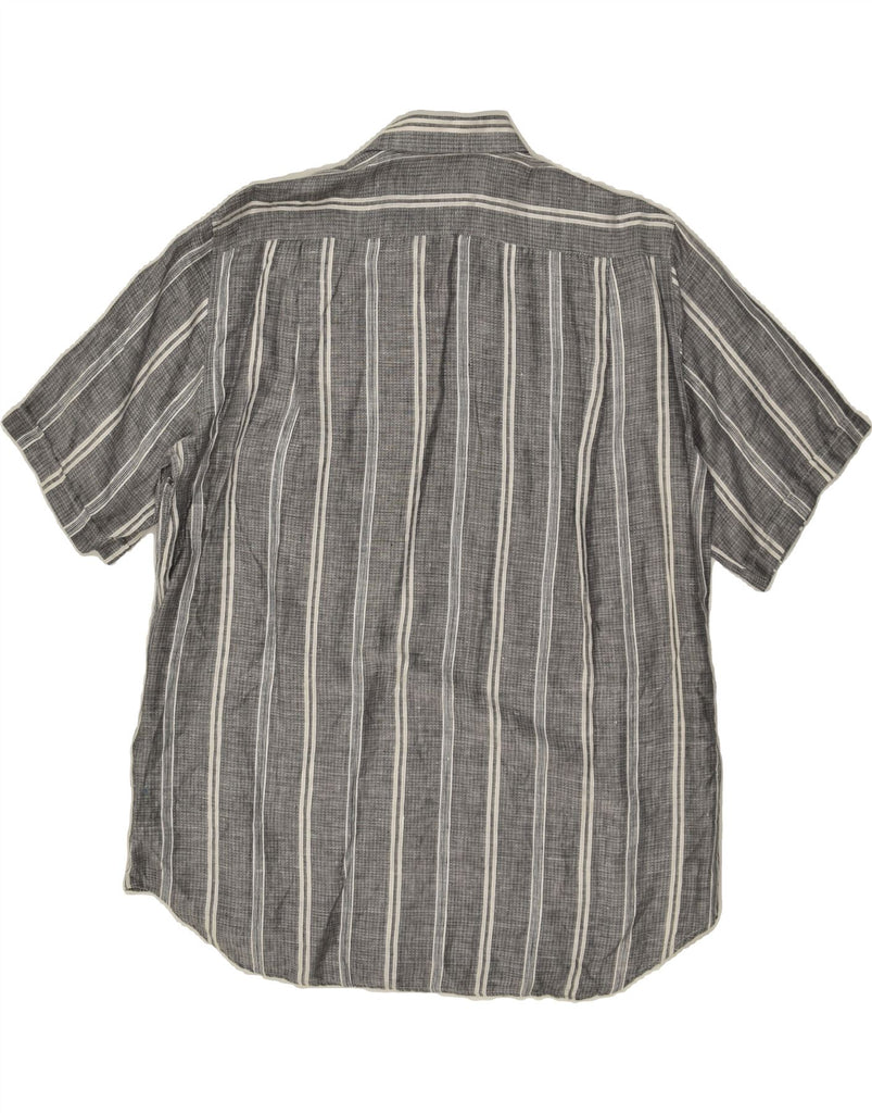 VINTAGE Mens Short Sleeve Shirt UK 16 41 Large Grey Striped Vintage Vintage and Second-Hand Vintage from Messina Hembry 