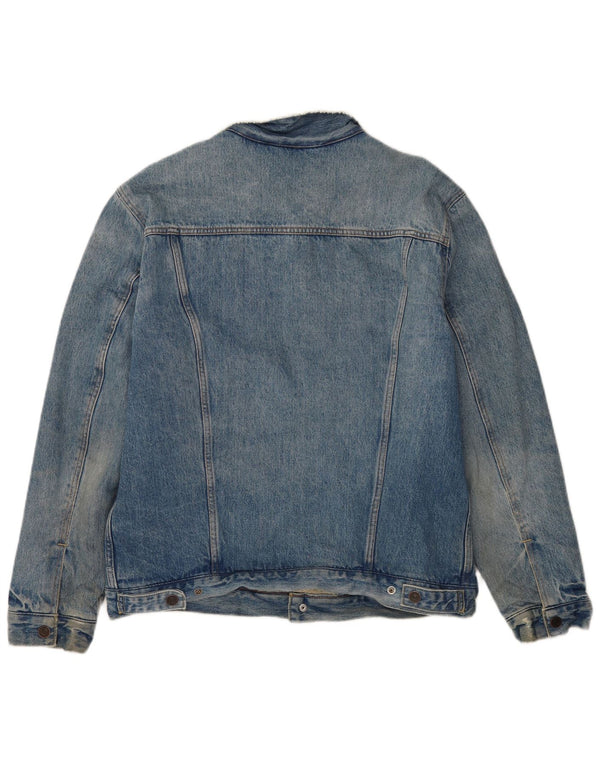 Levi's Mens Denim Sherpa Jacket UK 40 Large Blue Colourblock Cotton