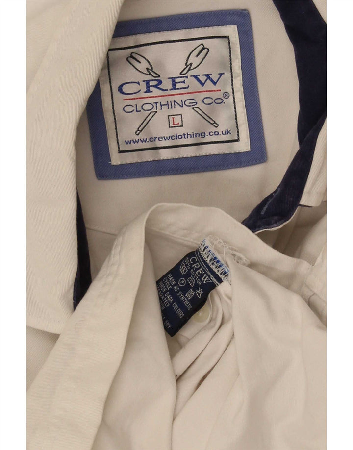 Crew Clothing Mens Pullover Shirt Large White Striped Cotton